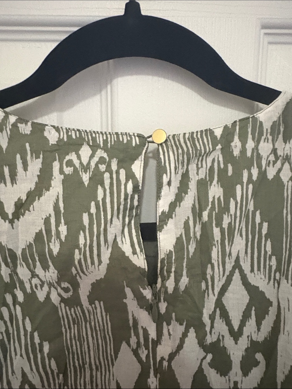 Talbots Olive & White Ikat Tie-Waist Midi Dress - Picture 6 of 7